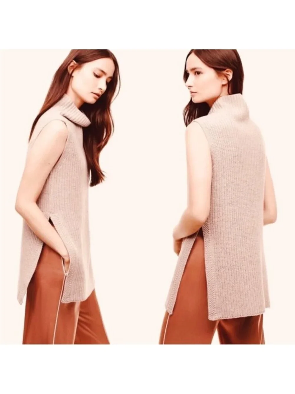 Aritzia Wilfred Pink Durandal Merino Wool Sleeveless Sweater - XS